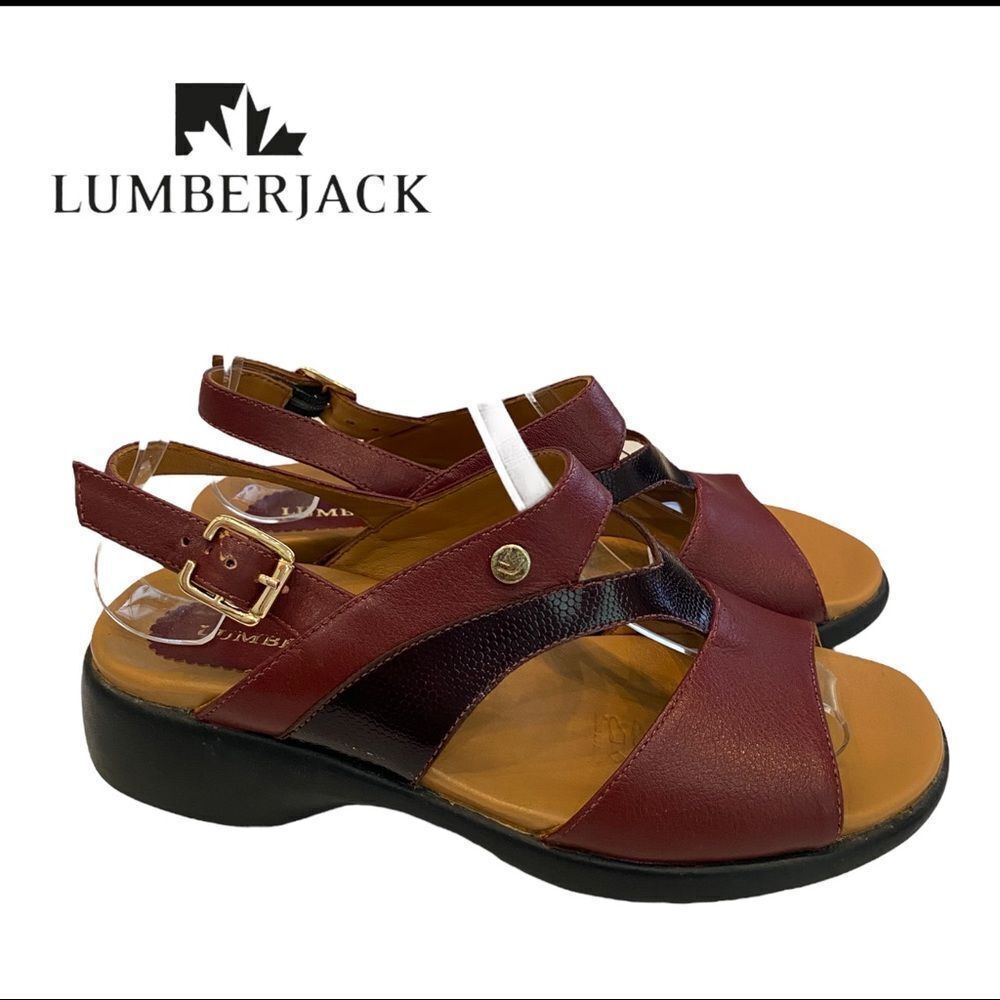 Lumberjack Women's Maroon Leather Slingback Sandals 36